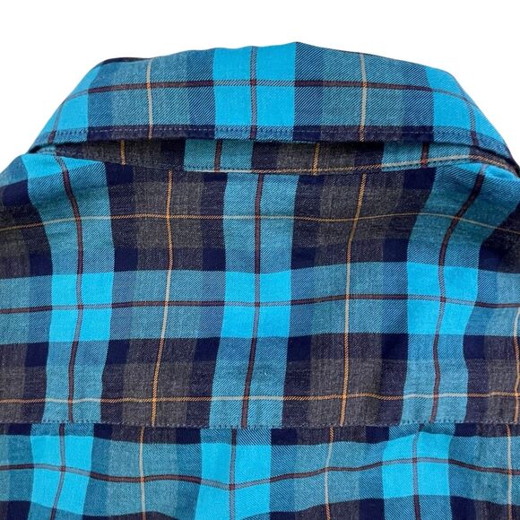 Johnnie-O Featherweight Shirt Men’s Large Blue Plaid Long Sleeve Button Up Surf - Picture 8 of 11